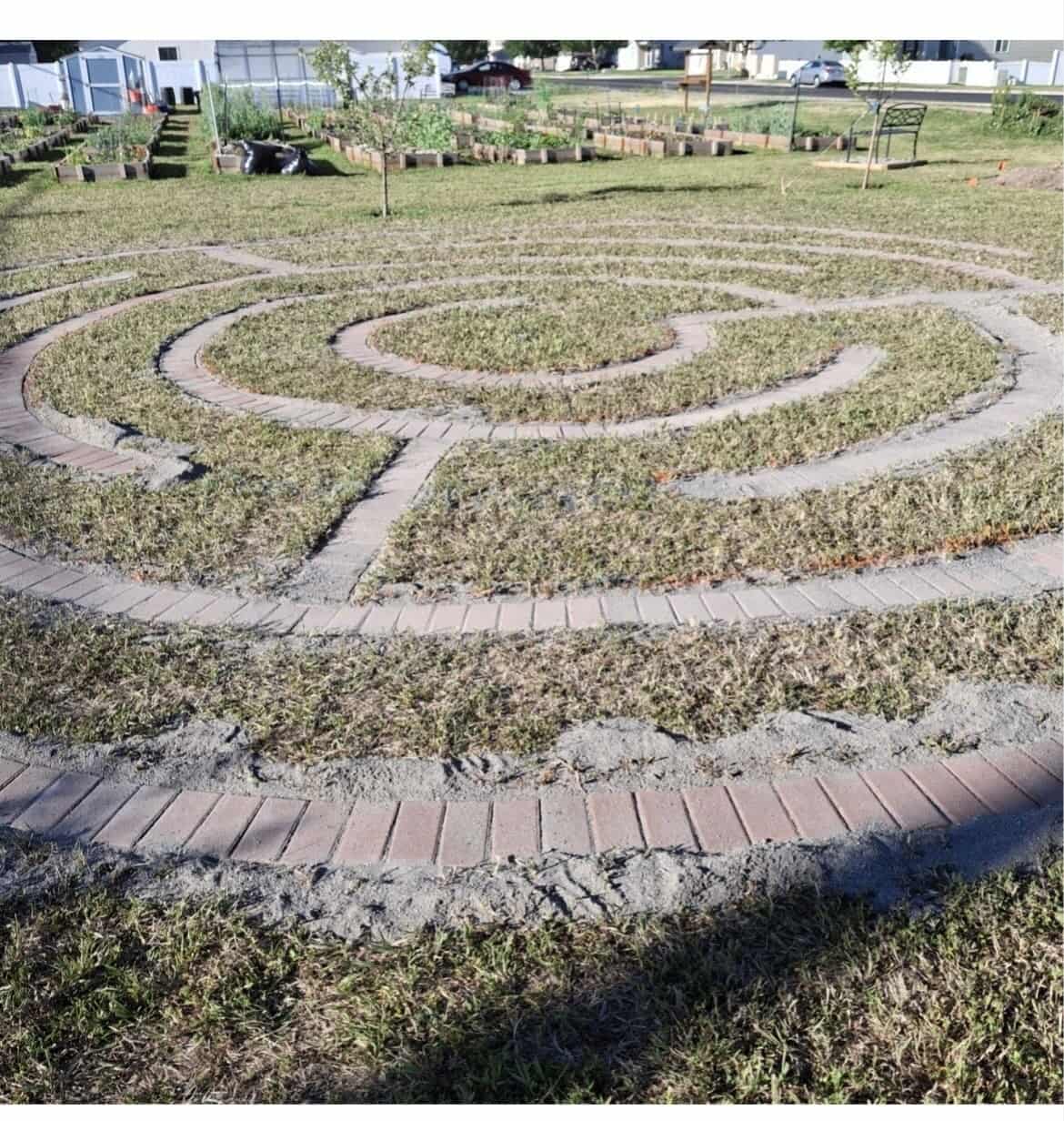 A garden labyrinth designed and planted in a Cache Valley park